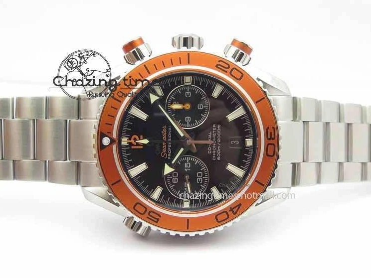 0320 Sophisticated Planet Ocean Master Chronometer Chrono SS OM 1:1 Best Edition Orange On SS Bracelet A 8156